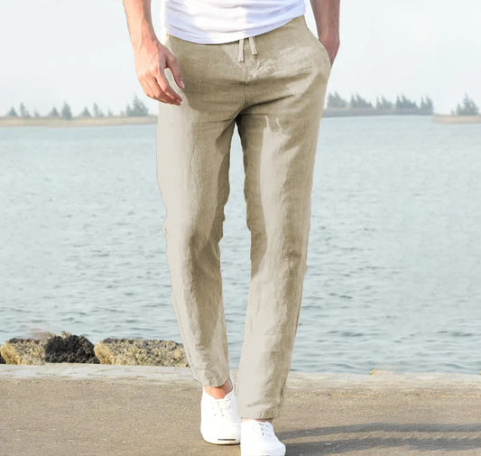 Men’s Cotton-Linen Casual Trousers – Breathable Autumn Essentials in Solid Colours, Fitness & Streetwear, Sizes up to 4XL