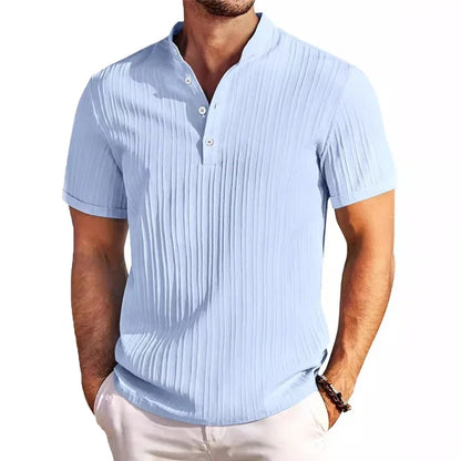 Men’s Short-Sleeve Cotton-Linen Polo – Breathable Heritage-Inspired Summer Shirt