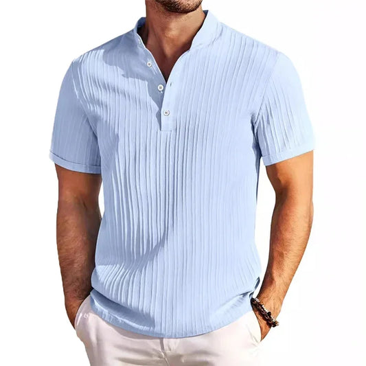 Men’s Short-Sleeve Cotton-Linen Polo – Breathable Heritage-Inspired Summer Shirt