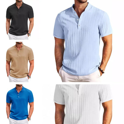 Men’s Short-Sleeve Cotton-Linen Polo – Breathable Heritage-Inspired Summer Shirt